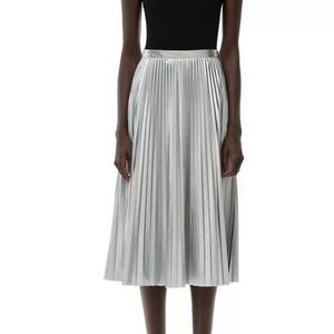 Tibi Metallic Nylon Pleated Skirt, Size 4, $395